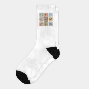 Cute Puppy Breeds Grid Design Socks
