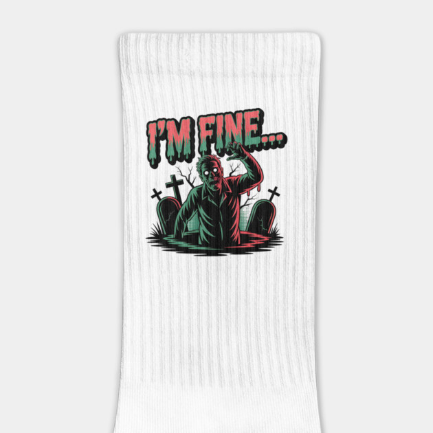 I'm Fine Zombie Funny Halloween Design by Designed By Marty