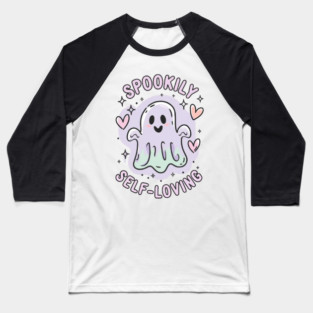 Spookily Self-Loving – Pastel Ghost Self Care Halloween Baseball T-Shirt