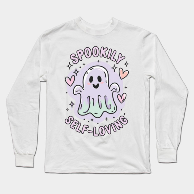 Spookily Self-Loving – Pastel Ghost Self Care Halloween Long Sleeve T-Shirt by Fauzi's Store