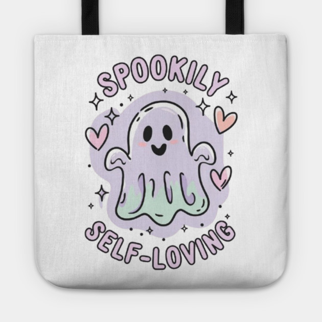 Spookily Self-Loving – Pastel Ghost Self Care Halloween Tote by Fauzi's Store