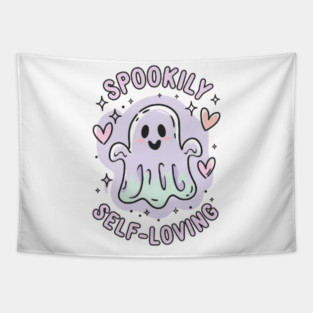 Spookily Self-Loving – Pastel Ghost Self Care Halloween Tapestry