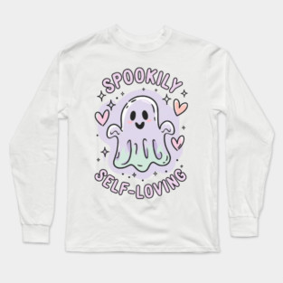 Spookily Self-Loving – Pastel Ghost Self Care Halloween Long Sleeve T-Shirt