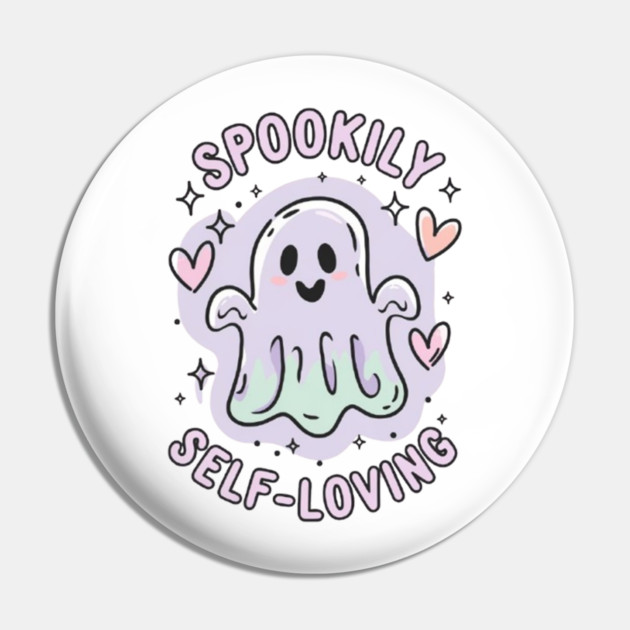 Spookily Self-Loving – Pastel Ghost Self Care Halloween Pin by Fauzi's Store