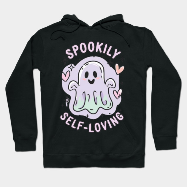 Spookily Self-Loving – Pastel Ghost Self Care Halloween Hoodie by Fauzi's Store