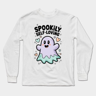 Spookily Self-Loving – Cute Kawaii Ghost Mental Health Long Sleeve T-Shirt