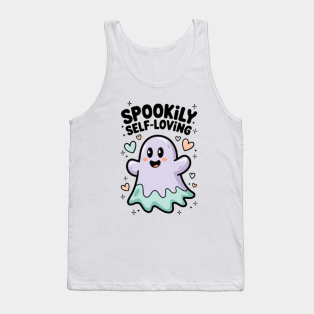 Spookily Self-Loving – Cute Kawaii Ghost Mental Health Tank Top by Fauzi's Store