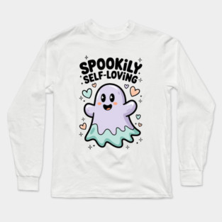 Spookily Self-Loving – Cute Kawaii Ghost Mental Health Long Sleeve T-Shirt