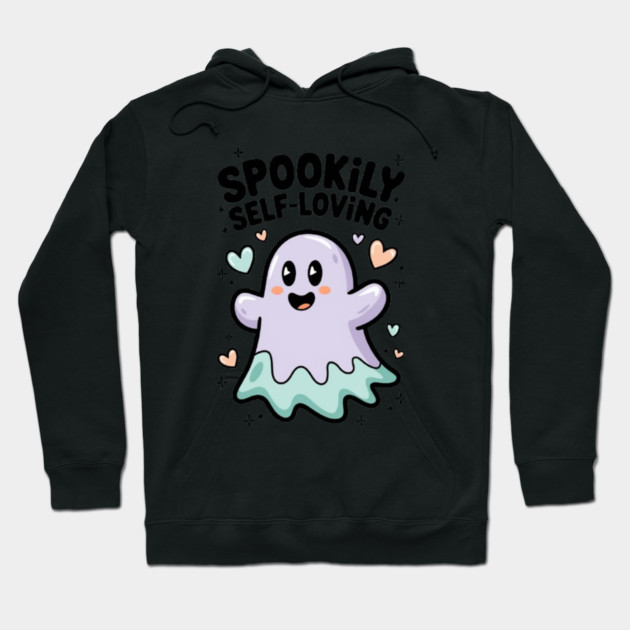 Spookily Self-Loving – Cute Kawaii Ghost Mental Health Hoodie by Fauzi's Store