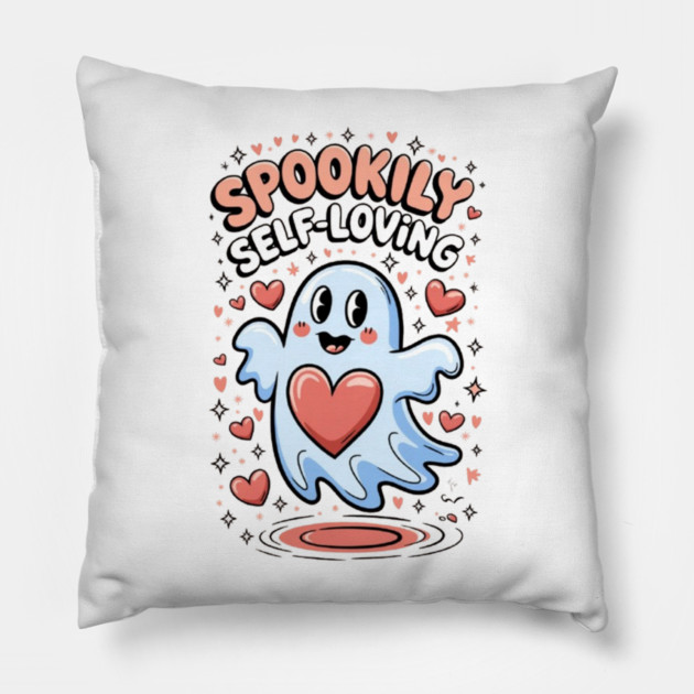 Spookily Self-Loving – Heartwarming Ghost Self Love Halloween Pillow by Fauzi's Store
