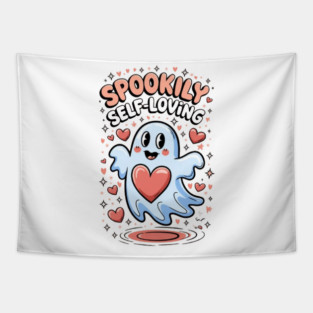Spookily Self-Loving – Heartwarming Ghost Self Love Halloween Tapestry