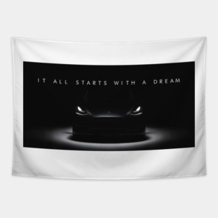 Tesla Model Y Dream – Motivational Luxury Car Design Tapestry