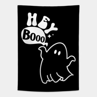 Hey Booo Cute Halloween Ghost Tapestry
