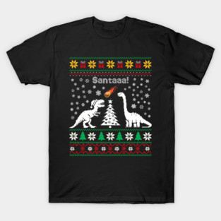 Santa Dinosaur Ugly Meteor Meteoroid T Rex T-Shirt