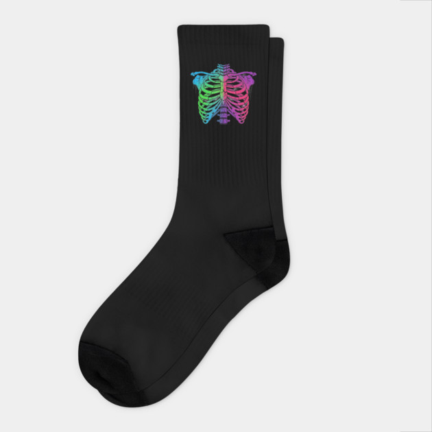 Rainbow Skeleton Ribcage Design Socks by Designed By Marty