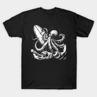 Surfing Octopus Kraken Surf Board Ocean Surfer T-Shirt