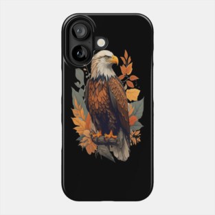 Bald Eagle with Autumn Leaves Patriotic Nature Art Phone Case