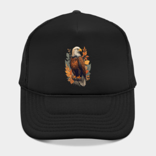 Bald Eagle with Autumn Leaves Patriotic Nature Art Hat