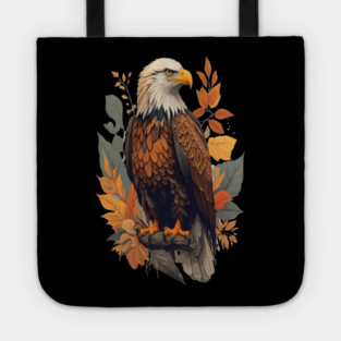 Bald Eagle with Autumn Leaves Patriotic Nature Art Tote