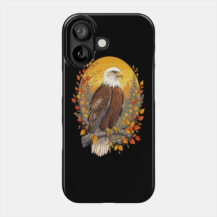 Bald Eagle with Autumn Sunset and Forest Background Phone Case