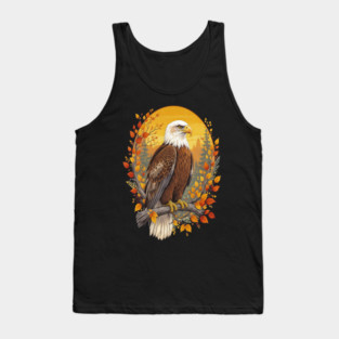Bald Eagle with Autumn Sunset and Forest Background Tank Top