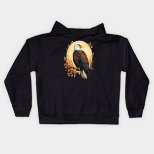 Bald Eagle with Autumn Branch and Golden Circle Art Kids Hoodie