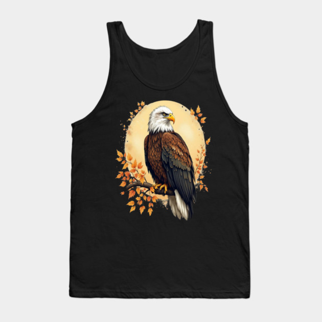 Bald Eagle with Autumn Branch and Golden Circle Art Tank Top by BirdsnStuff