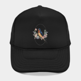 Barn Swallow with Floral Wreath Vintage Artwork Hat