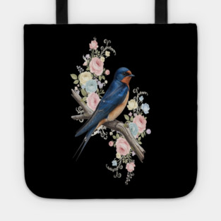 Barn Swallow with Pastel Floral Botanical Artwork Tote