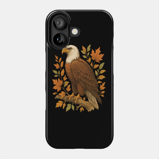 Bald Eagle with Autumn Leaves Wildlife Nature Art Phone Case by BirdsnStuff