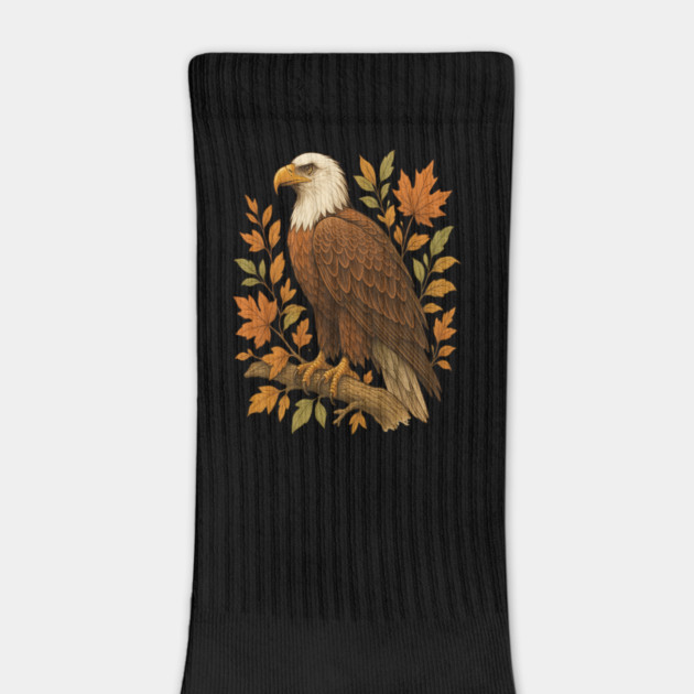 Bald Eagle with Autumn Leaves Wildlife Nature Art by BirdsnStuff