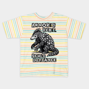 Armored Rebel Pangolin – Scale Defiance Wildlife Art Kids T-Shirt