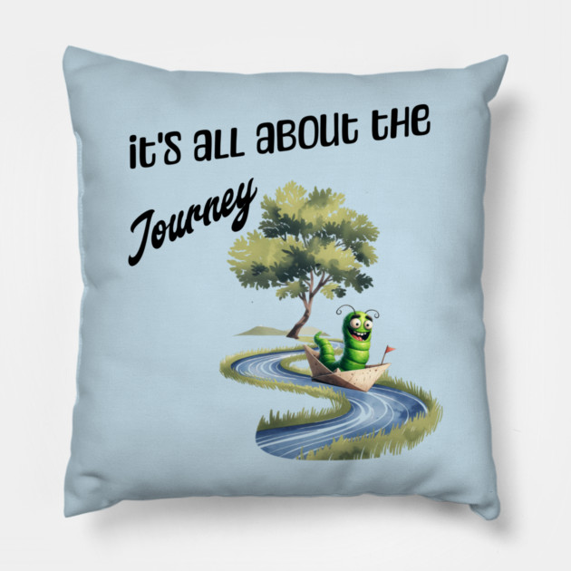 Happy Worm Journey T-Shirt – Cute River Adventure Tee Pillow by Kathy Hawke