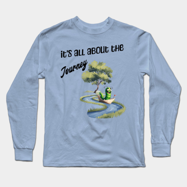 Happy Worm Journey T-Shirt – Cute River Adventure Tee Long Sleeve T-Shirt by Kathy Hawke