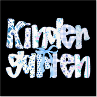 Preppy Kindergarten Teacher Team Bow Back to School Girls Posters and Art