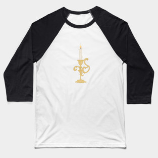 Vintage Candle Holder Illustration – Elegant Gold Candelabra Baseball T-Shirt