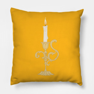 Vintage Candle Holder Illustration – Elegant Gold Candelabra Pillow