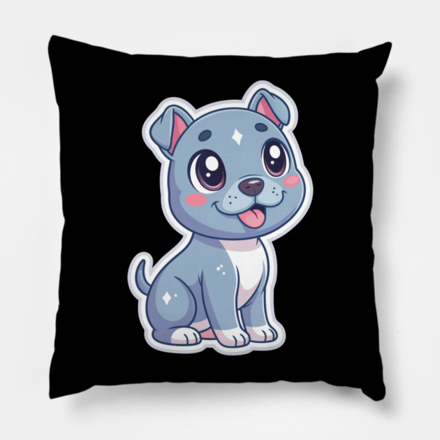 Adorable Blue Nose Pitbull Terrier Puppy Art Pillow by IamActiveDog