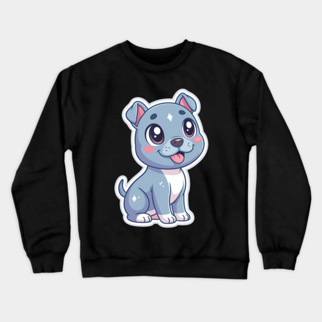 Adorable Blue Nose Pitbull Terrier Puppy Art Crewneck Sweatshirt by IamActiveDog