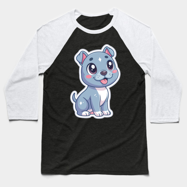 Adorable Blue Nose Pitbull Terrier Puppy Art Baseball T-Shirt by IamActiveDog