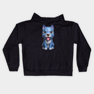 Sweet Blue Nose Pitbull Puppy Terrier Illustration Kids Hoodie