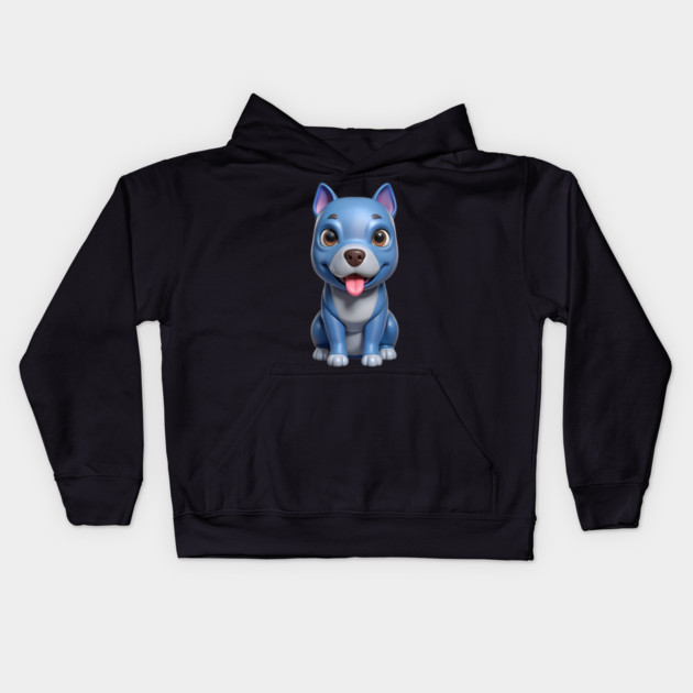 Sweet Blue Nose Pitbull Puppy Terrier Illustration Kids Hoodie by IamActiveDog