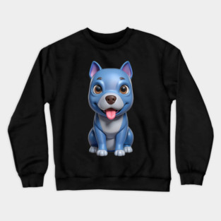 Sweet Blue Nose Pitbull Puppy Terrier Illustration Crewneck Sweatshirt