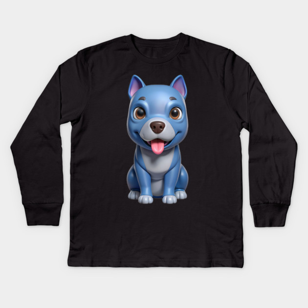 Sweet Blue Nose Pitbull Puppy Terrier Illustration Kids Long Sleeve T-Shirt by IamActiveDog