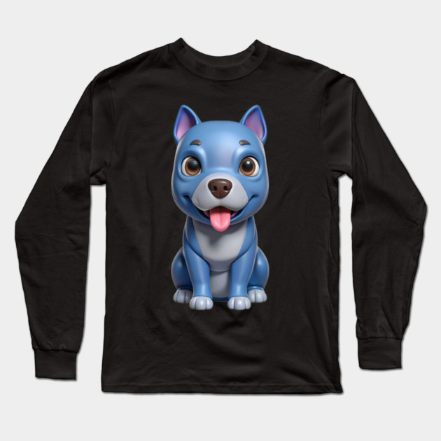 Sweet Blue Nose Pitbull Puppy Terrier Illustration Long Sleeve T-Shirt by IamActiveDog