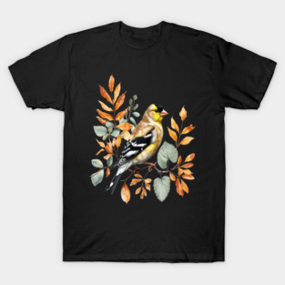 American Goldfinch with Autumn Leaves T-Shirt