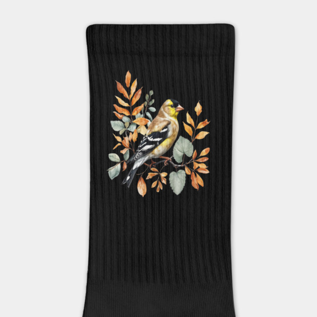 American Goldfinch with Autumn Leaves by BirdsnStuff