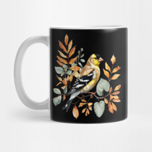 American Goldfinch with Autumn Leaves Mug