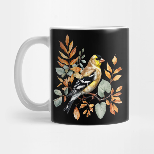 American Goldfinch with Autumn Leaves by BirdsnStuff