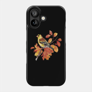 American Goldfinch with Fall Oak Leaves Phone Case